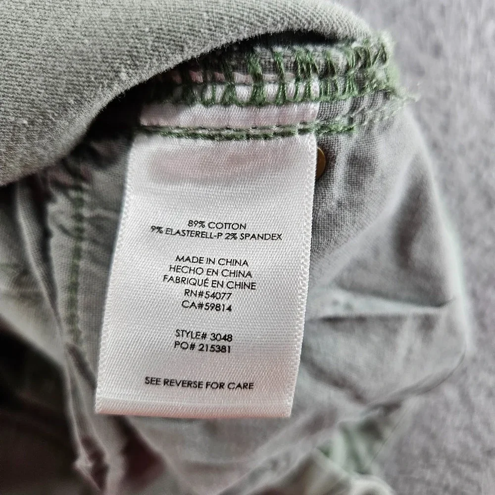 Cabi Cargo Jeans Womens 12 Green Stretch Denim Mid Rise Slim‎ Fit
